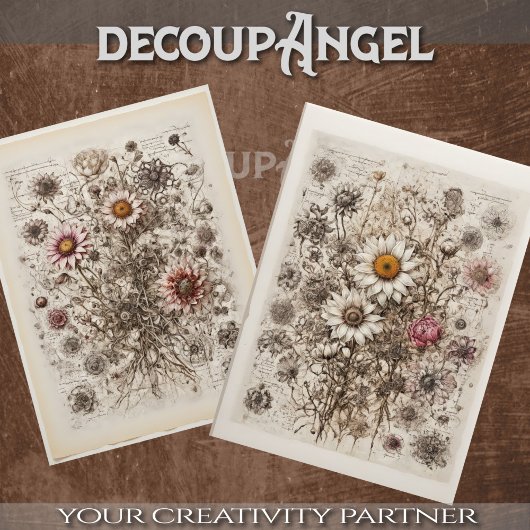 Papier Mousseline Mélange de pouvoir fleur sauvage - découpage -