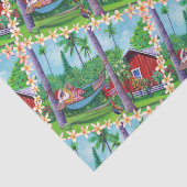 Papier Mousseline Mele Kalikimaka Père Noël en vacances à Hawaii (Détail)