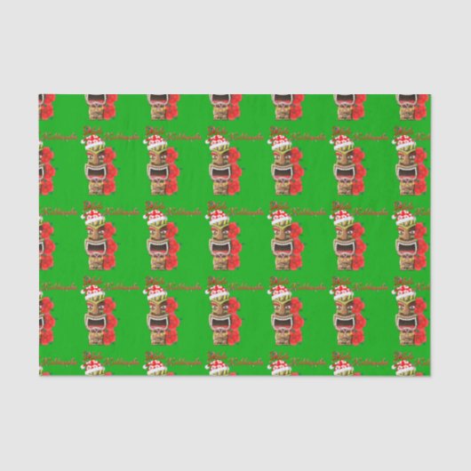 Papier Mousseline Mele Kalikimaka Père Noël Tiki (Recto)