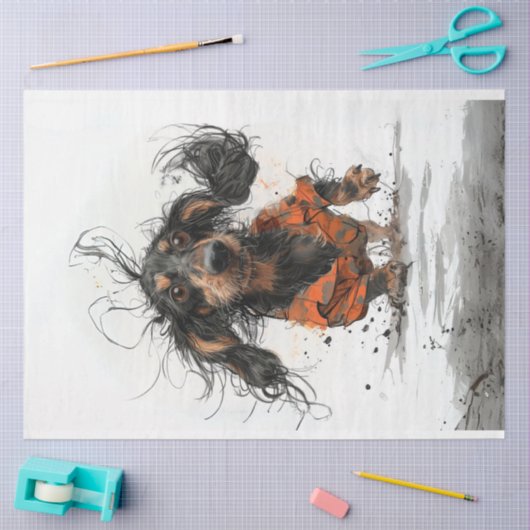 Papier Mousseline Mélodie boueuse Dachshund Découpage (Artisanat)