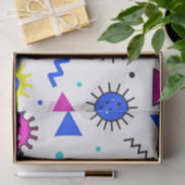 Papier Mousseline Memphis Style Retro Virus Pattern Neon (Cadeau)