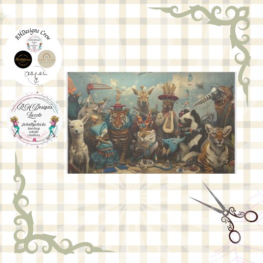 Papier Mousseline Ménagerie musicale des animaux Découpage