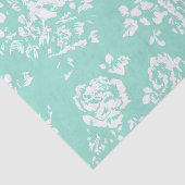 Papier Mousseline Menthe avec le motif floral blanc (Détail)