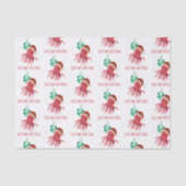 Papier Mousseline Mer octopus mignonne et Mistletoe de voeux (Recto)