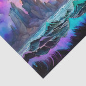 Papier Mousseline Mer orageuse, phare de bateau Lune Abstrait (Détail)