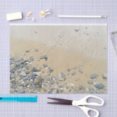 Papier Mousseline Mer, sable et cailloux (Artisanat)