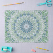 Papier Mousseline Mer Vert et Bleu Côte Motif Mandala (Artisanat)