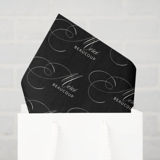 Papier Mousseline Merci de calligraphie Black Merci Beaucoup (Sac cadeau)