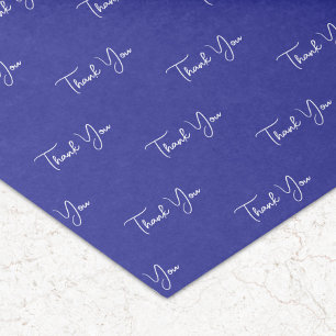 Papier Mousseline Merci de Motif de texte personnalisé bleu