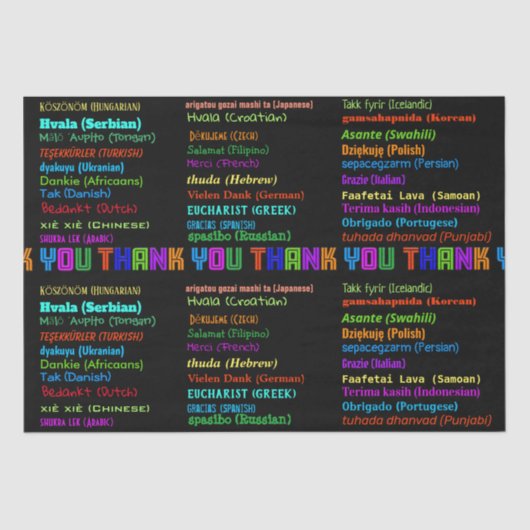 Papier Mousseline Merci en 30 langues Appréciation (Recto)