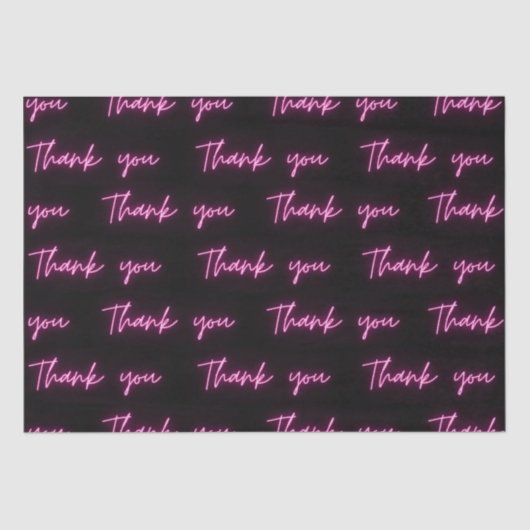 Papier Mousseline Merci Fun Moderne Pink Neon Script (Recto)