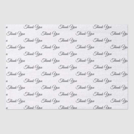 Papier Mousseline Merci noir blanc élégant script motif chic (Recto)