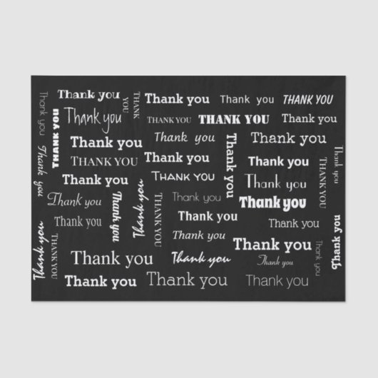 Papier Mousseline Merci noir et blanc (Recto)