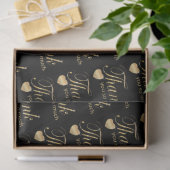 Papier Mousseline Merci - Papier papier tissu noir et or (Cadeau)