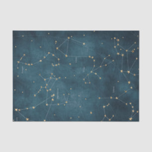 Papier Mousseline Mercure bleu constellations étoile parchemin carte