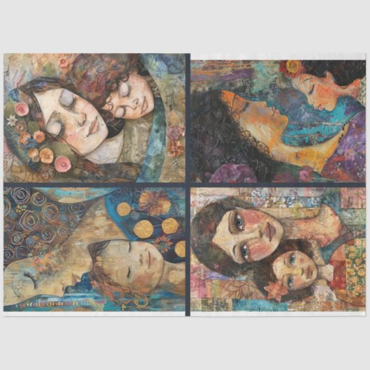 Papier Mousseline Mère Enfant Artiste Artiste Collage Découpage 4 (Recto)