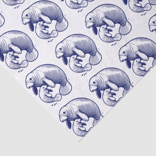 Papier Mousseline Mère et bébé Manatee #2 (Détail)