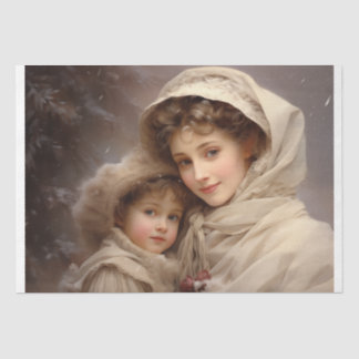 Papier Mousseline Mère et enfant victorien