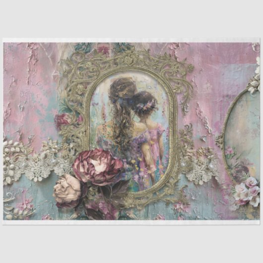 Papier Mousseline Mère & Fille Shabby Chic & Floral Collage (Recto)