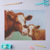 Papier Mousseline Mère Guernesey Vache et Mignonne Veau (Artisanat)