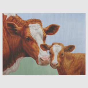 Papier Mousseline Mère Guernesey Vache et Mignonne Veau