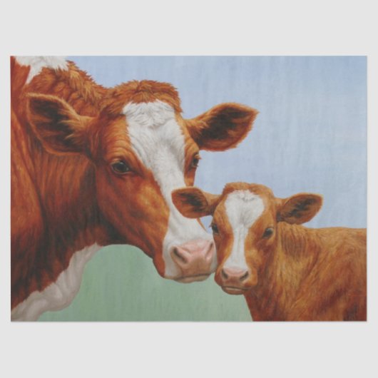 Papier Mousseline Mère Guernesey Vache et Mignonne Veau (Recto)