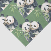 Papier Mousseline Mère Panda Cute Et Bébé Motif Bambou (Détail)
