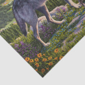 Papier Mousseline Mère Wolf & Pups Mountain River Valley (Détail)