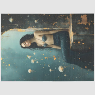 Papier Mousseline Mermaid Jellyfish Ocean Fantasy Poster
