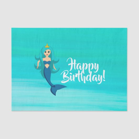 Papier Mousseline Mermaid princesse aquamarine eau de mer (Recto)