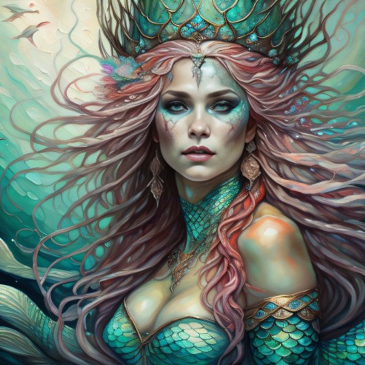 Papier Mousseline Mermaid Red Hair Queen v3