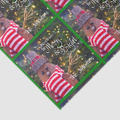 Papier Mousseline Merry Bright Russe Snowman Nom Motif vert (Détail)