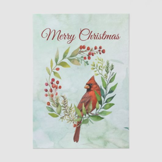 Papier Mousseline Merry Christmas Classic Cardinal (Recto)