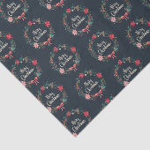 Papier Mousseline Merry Christmas Floral Wreath (Détail)