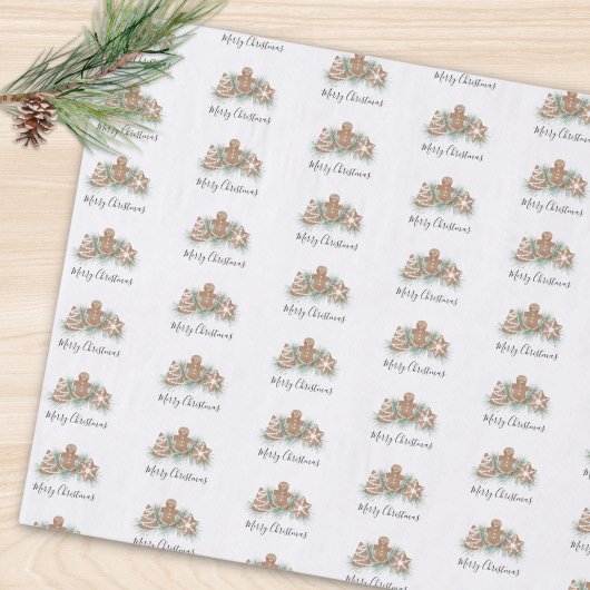 Papier Mousseline Merry Christmas Gingerbread