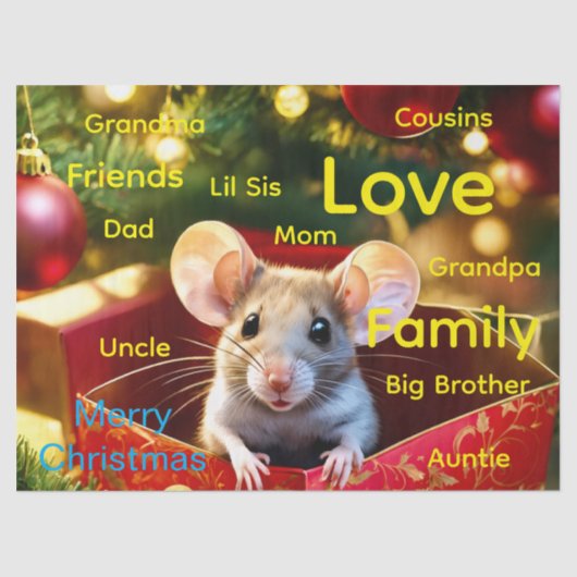Papier Mousseline Merry Christmas Mouse Tissue Paper (Recto)