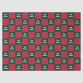 Papier Mousseline Merry Christmas Script Green and Red Checkerboard (Recto)