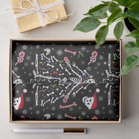 Papier Mousseline Merry Christmas Tree Skeleton Pattern (Cadeau)