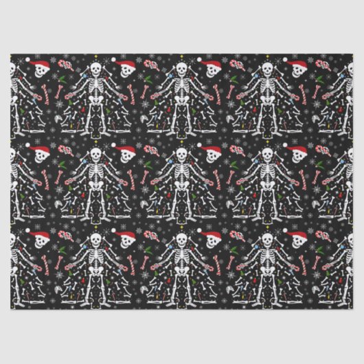 Papier Mousseline Merry Christmas Tree Skeleton Pattern (Recto)