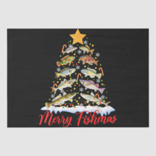Papier Mousseline Merry Fishmas Funky Christmas Tree Lights Fish Fis