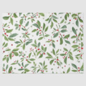 Papier Mousseline Merry Mistletoe Red Berry White Watercolor (Recto)