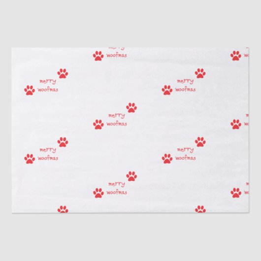 Papier Mousseline Merry Woofmas Empreinte de patte Red Statement (Recto)
