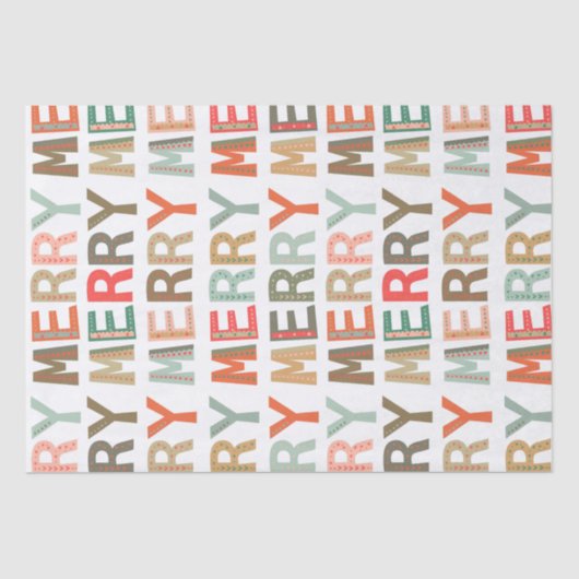 Papier Mousseline MERRY Words funky Wrapping Tissu Paper (Recto)