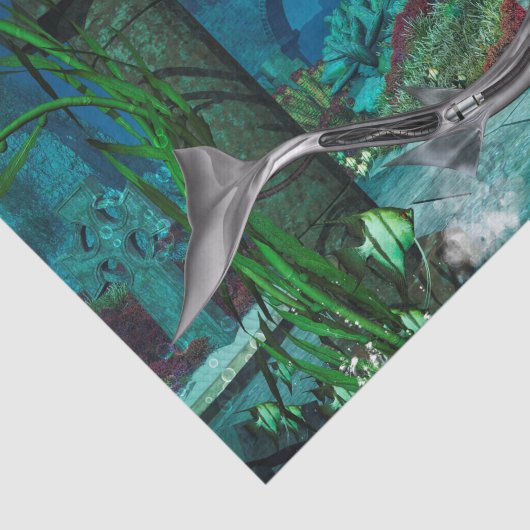 Papier Mousseline Merveilleuse sirène avec poisson imaginaire (Détail)