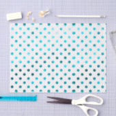 Papier Mousseline Métallique turquoise, point de polka, blanc, (Artisanat)