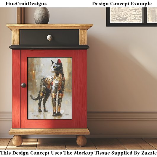Papier Mousseline Mettalic Steampunk Cat Portrait EM5L Decoupage