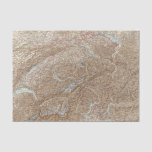 Papier Mousseline Meurent Schweiz, carte d'atlas de la Suisse