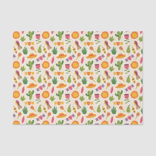 Papier Mousseline Mexique Fiesta Cactus (Recto)