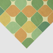 Papier Mousseline Mi-siècle abstrait motif vert orange (Détail)