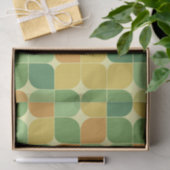 Papier Mousseline Mi-siècle abstrait motif vert orange (Cadeau)